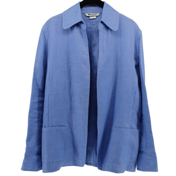 Nycard Collection Bright Sky Blue Linen Summer Chic Blazer Women’s Size 10 - Picture 2 of 9